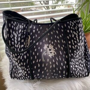 Parker & Hyde Navy White Neoprene Tote Bag Large Lightweight Travel